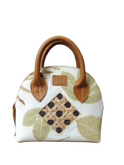 Canvas Eco-print Bag Bamboo Leather